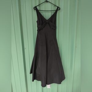 Women's Sexy Black Cocktail Midi Dress with Petticoat Skirt Size 10 LBD Prom